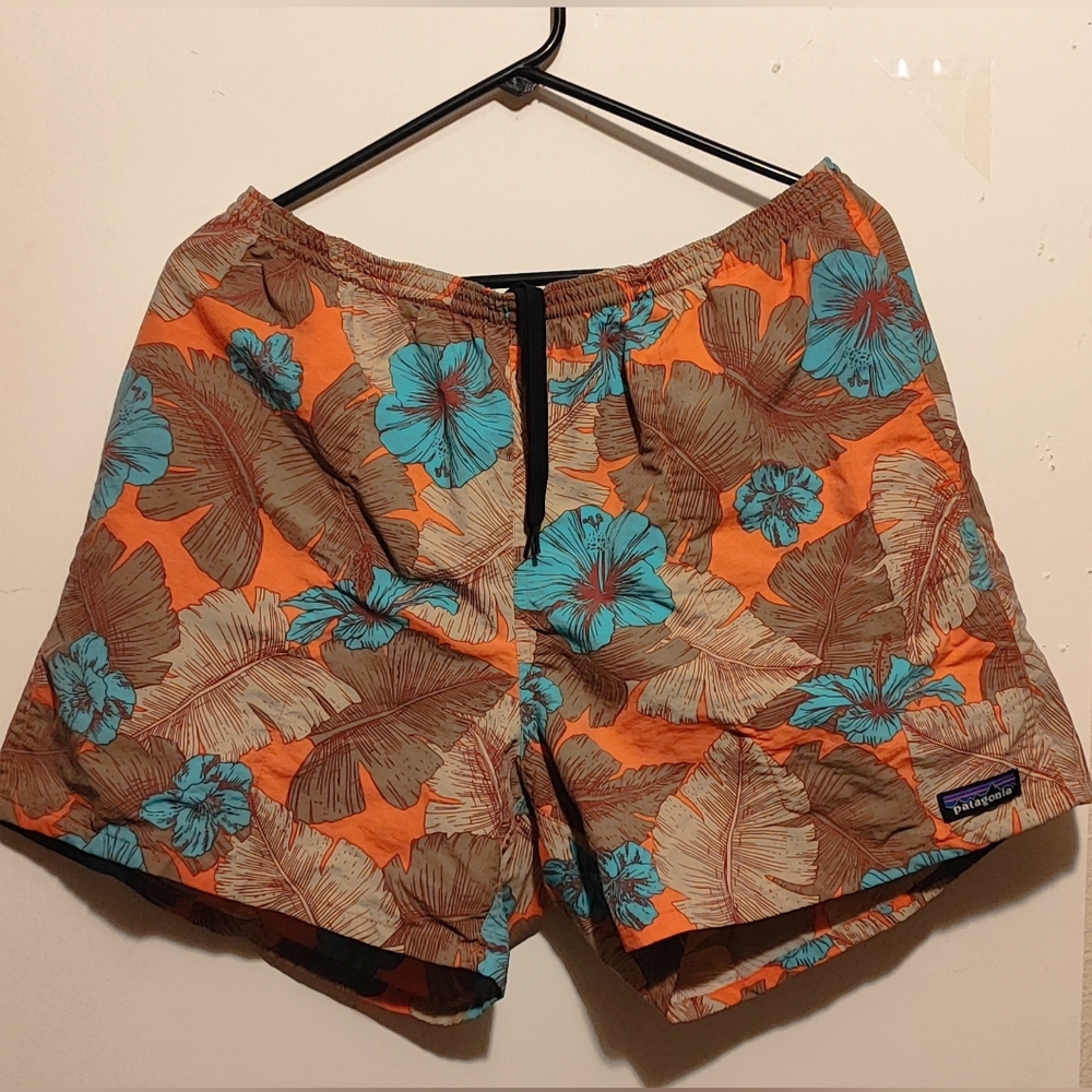 Floral Orange and Blue Swim Shorts